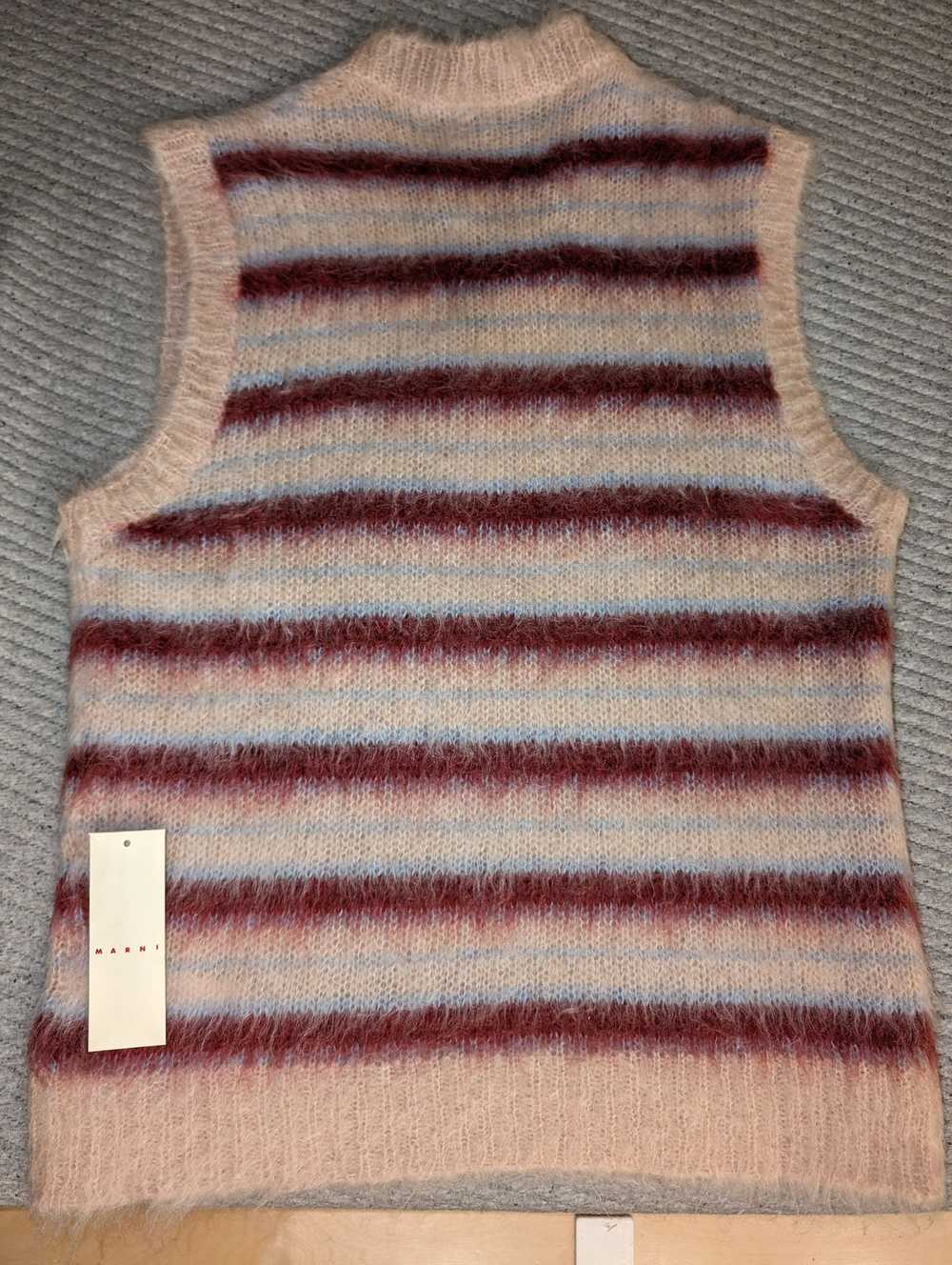 Marni Marni Cream Striped Fuzzy Mohair Vest - image 6