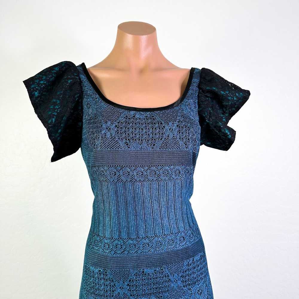 Vintage Scoop Neck Flutter Puff Sleeve Lace Merma… - image 3