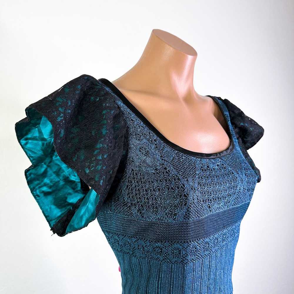 Vintage Scoop Neck Flutter Puff Sleeve Lace Merma… - image 4