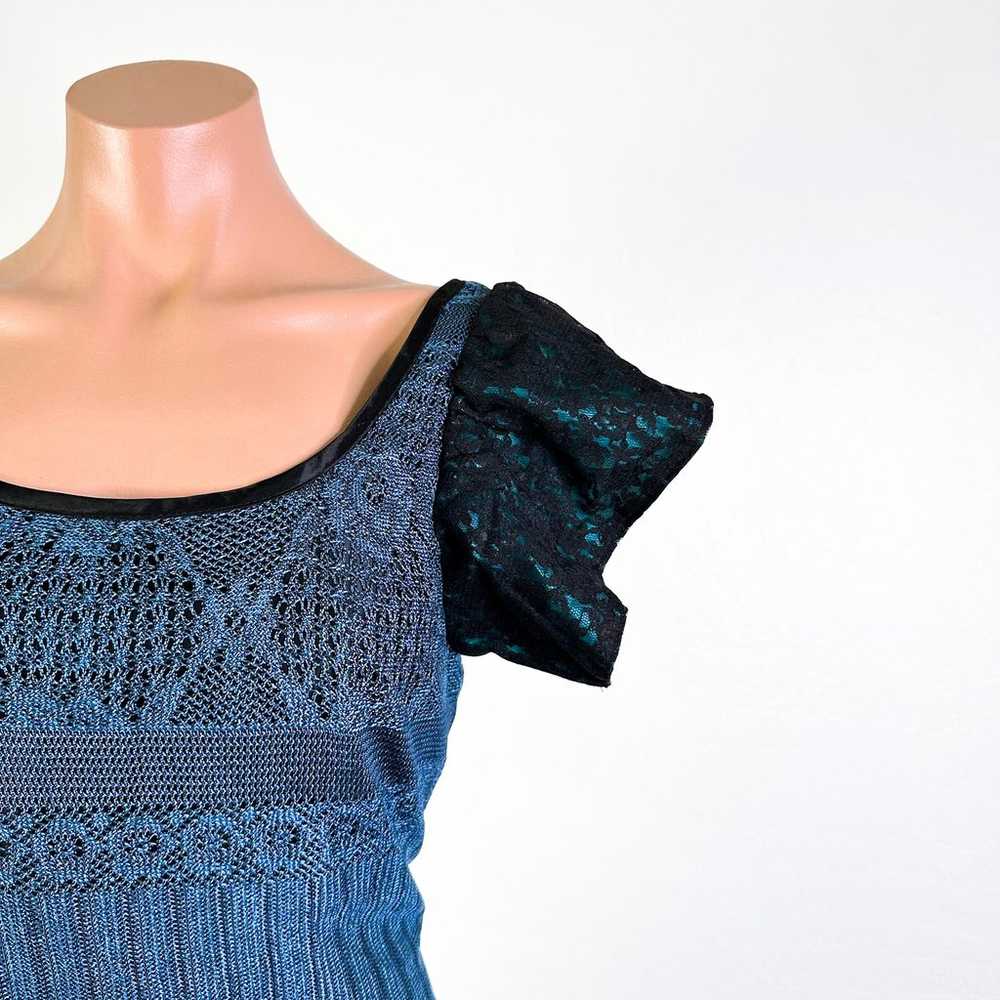 Vintage Scoop Neck Flutter Puff Sleeve Lace Merma… - image 5