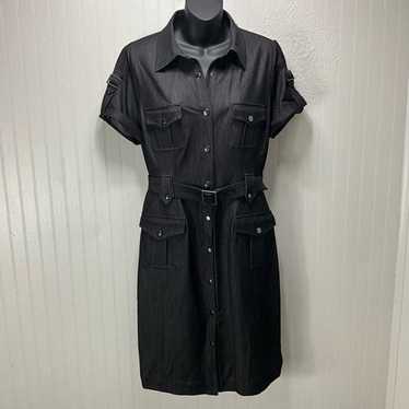 CALVIN KLEIN Short Sleeve Belted Dress - image 1