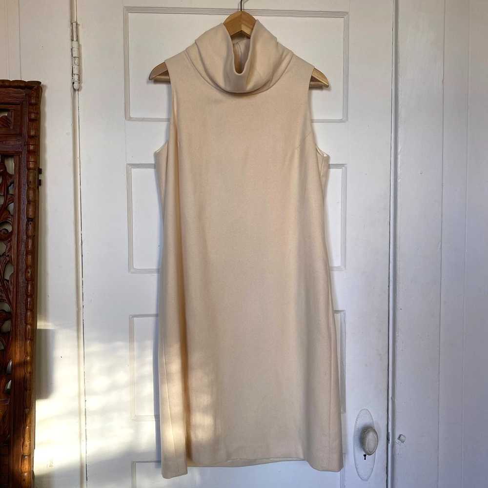 Vintage Knit Cream Turtleneck Tank Dress Cashmere… - image 1