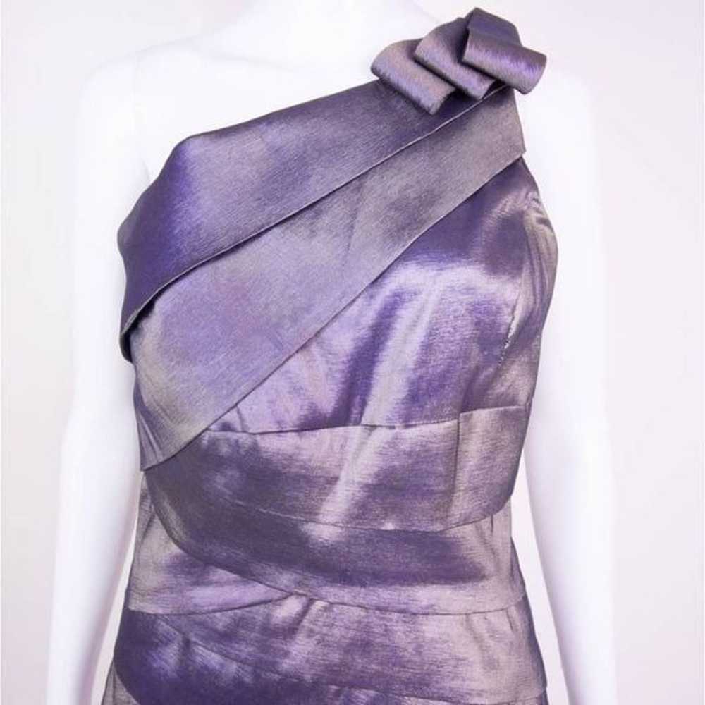 Jessica McClintock metallic purple gold one shoul… - image 3