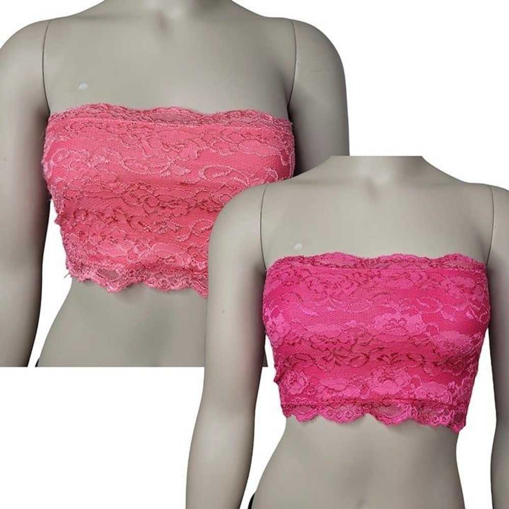 Other Set of 2 Pink and Coral Floral Lace Straple… - image 1