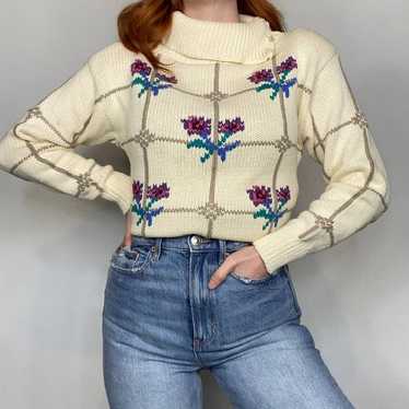 Vintage Eagles Eye Floral Turtleneck - image 1