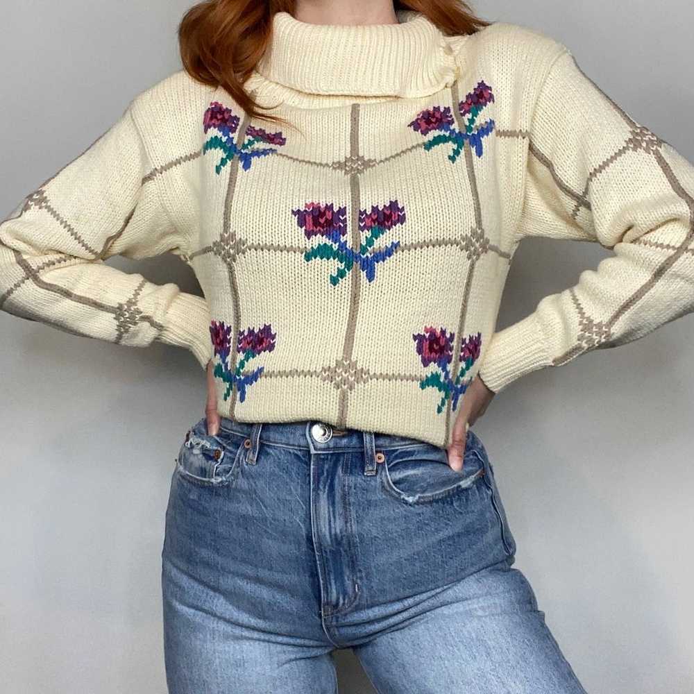 Vintage Eagles Eye Floral Turtleneck - image 2