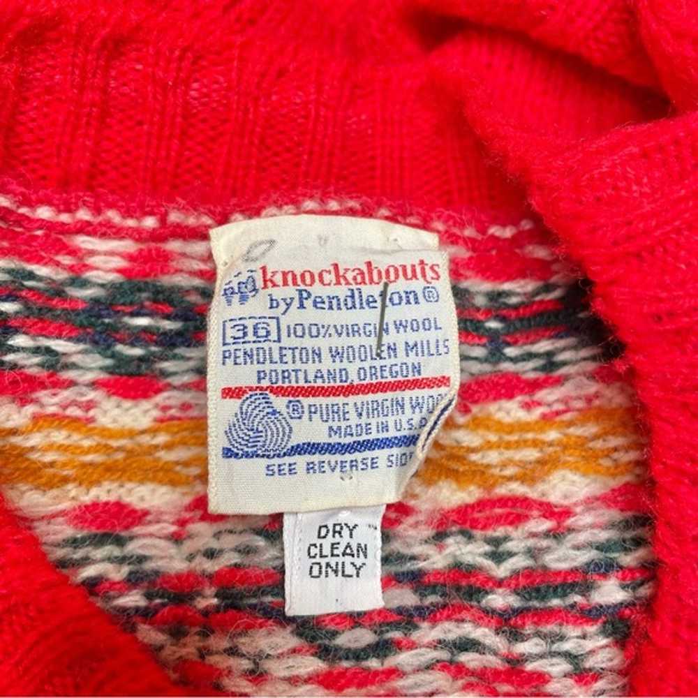 Vintage Knockabouts by Pendleton Red Fair Isle Kn… - image 5