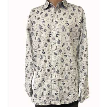 Express Express Men's White Nautical Button up Shi