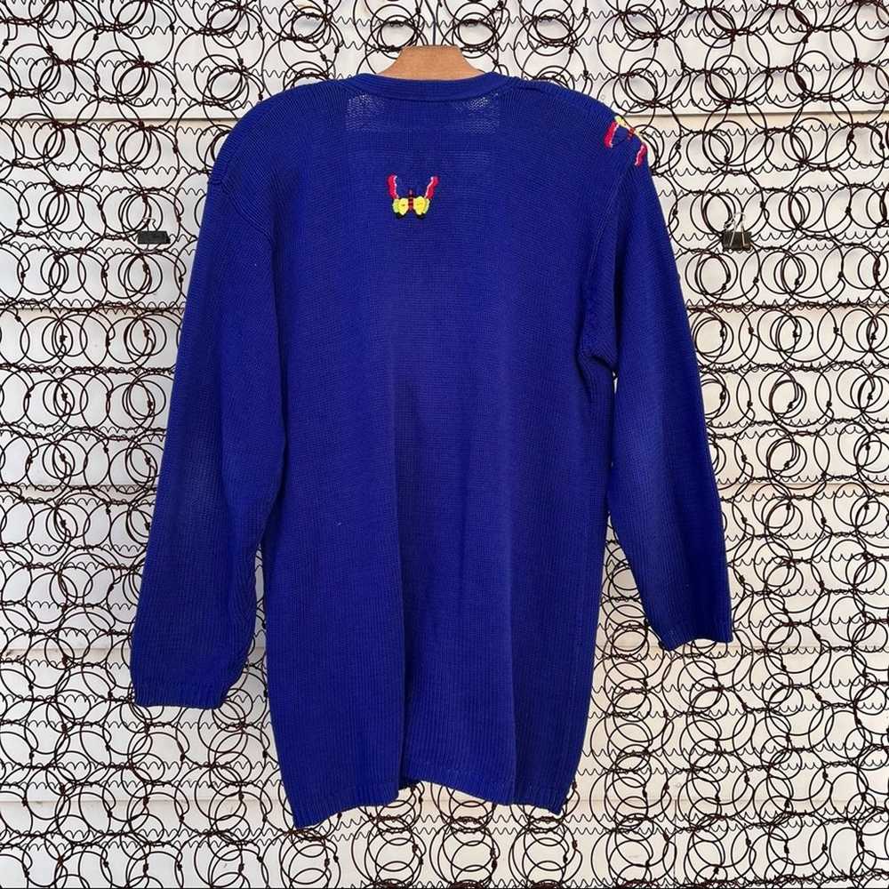 Vintage Adrienne Vittadini blue knit cardigan swe… - image 3