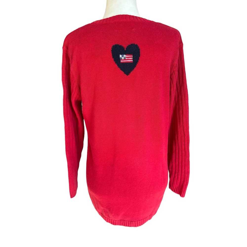 The Quacker Factory Sweater Medium Red Blue Heart… - image 2