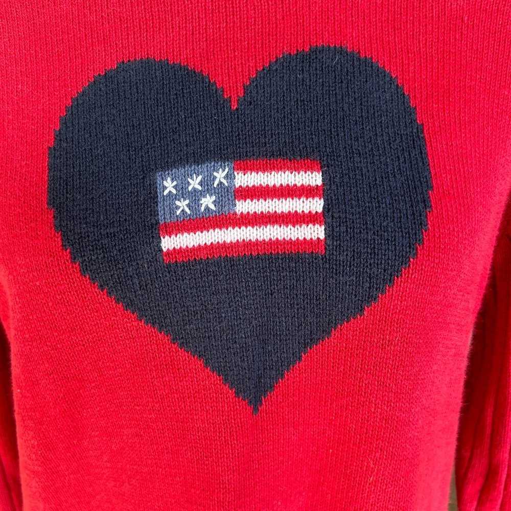 The Quacker Factory Sweater Medium Red Blue Heart… - image 3