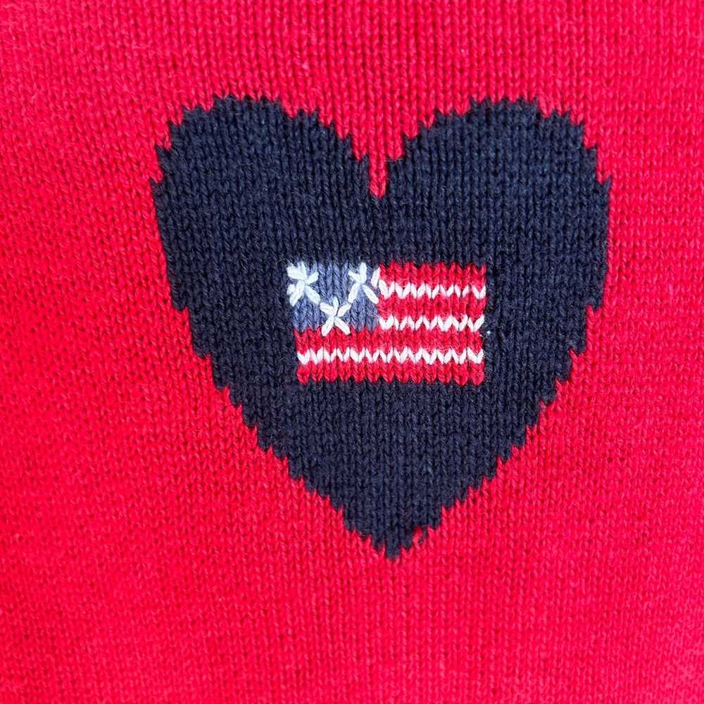 The Quacker Factory Sweater Medium Red Blue Heart… - image 4