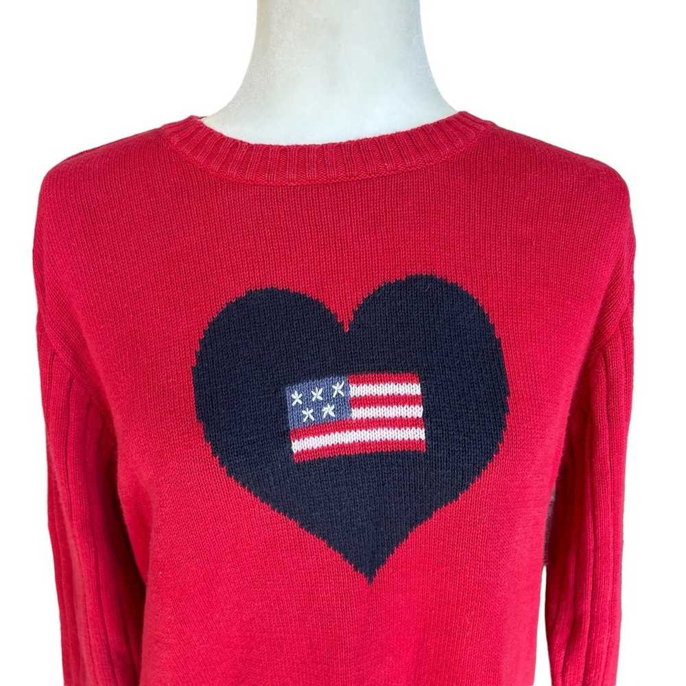 The Quacker Factory Sweater Medium Red Blue Heart… - image 5