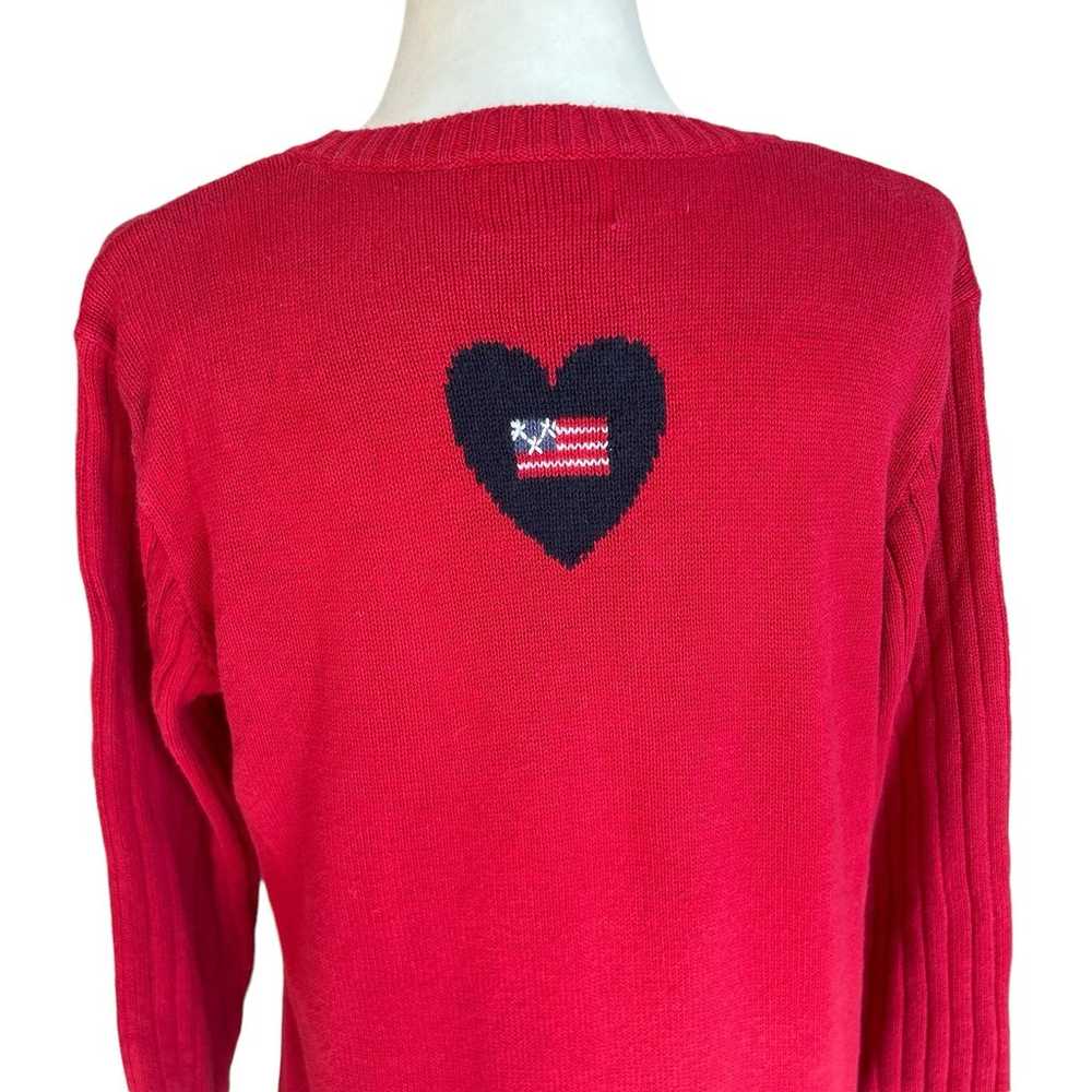 The Quacker Factory Sweater Medium Red Blue Heart… - image 6