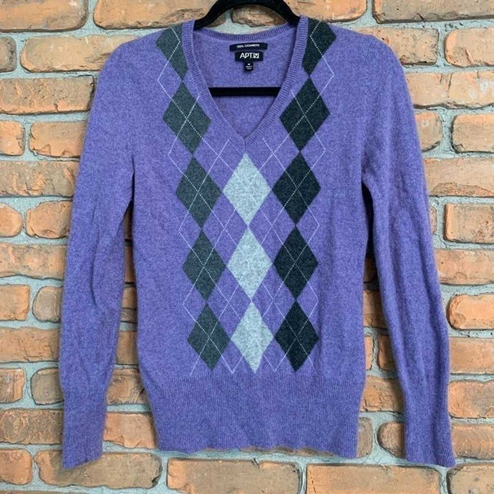 Apt. 9 Vintage Cashmere Argyle V-Neck Pullover Sw… - image 1