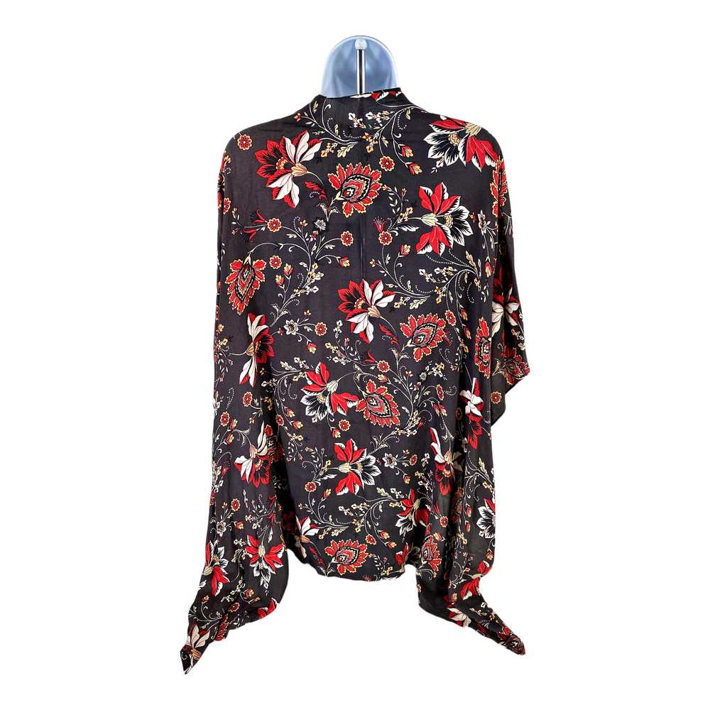 LOFT Women’s Gray/Red Floral Short Sleeve Open Ki… - image 2