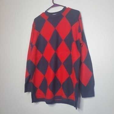 Liz Claiborne Collection M Long Navy Red Diamond … - image 1