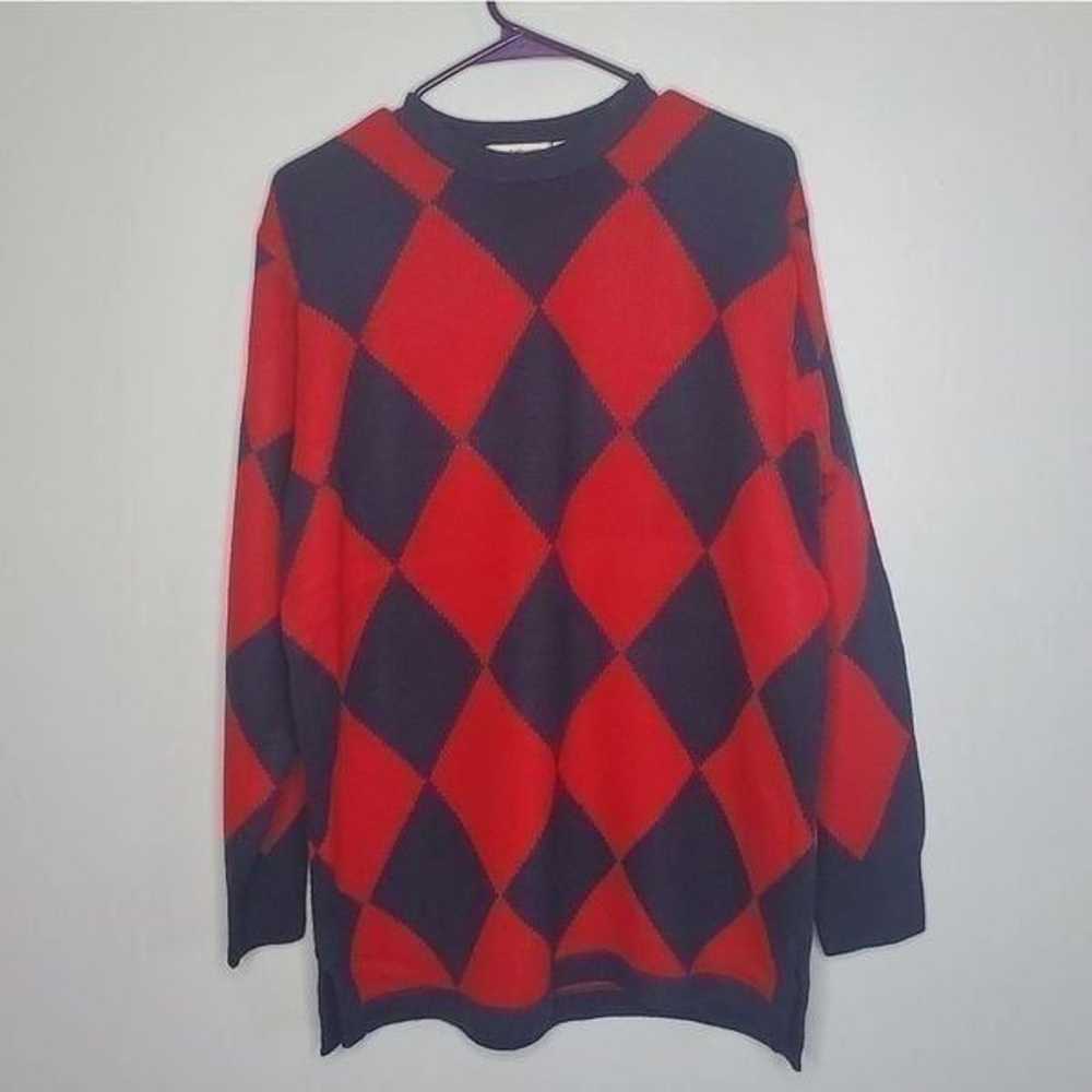 Liz Claiborne Collection M Long Navy Red Diamond … - image 3