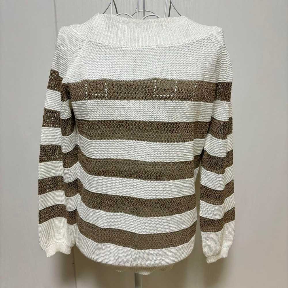 e1845【AMACA】Mesh Knit (38) Rayon Cotton Border Pa… - image 3