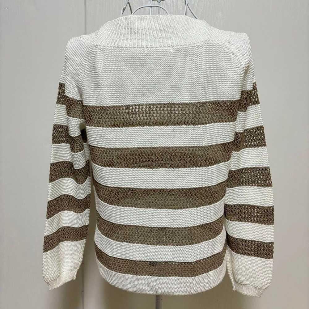 e1845【AMACA】Mesh Knit (38) Rayon Cotton Border Pa… - image 5