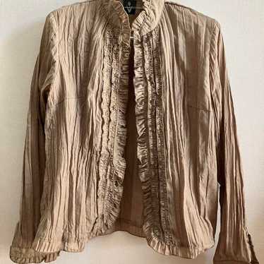 Frill Cardigan, Size L, Beige. - image 1