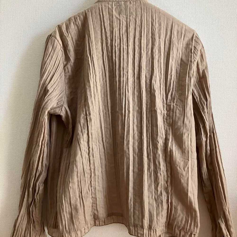 Frill Cardigan, Size L, Beige. - image 2