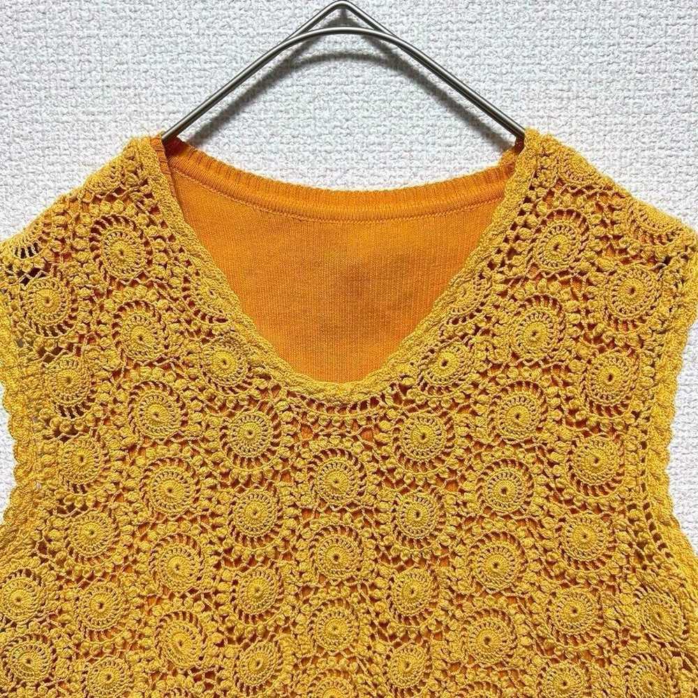 Vintage retro total lace summer knit sleeveless v… - image 2