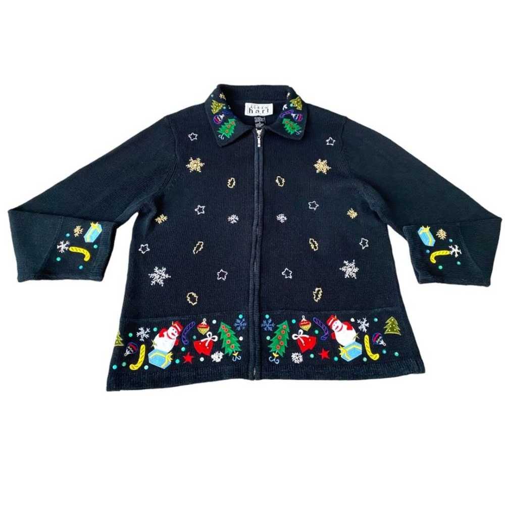 Keren Hart Vintage Embroidered Christmas Zip Up B… - image 1