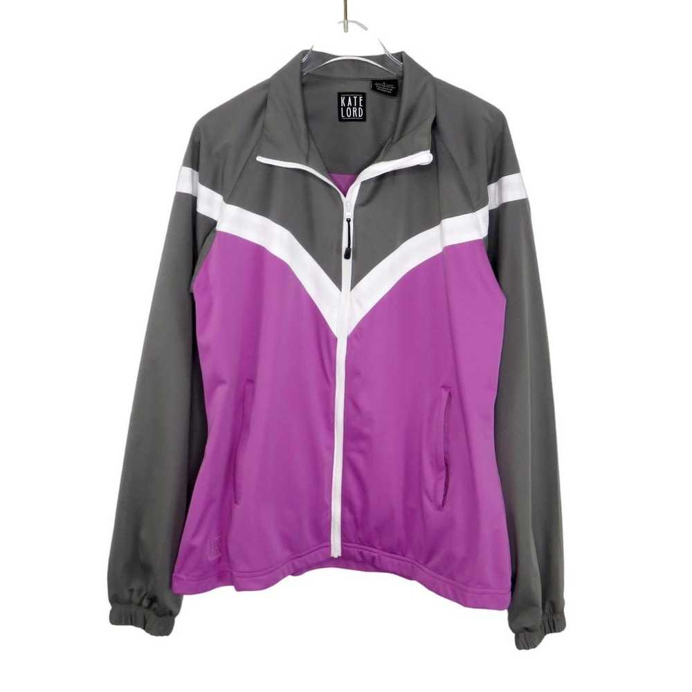 1990s Vintage Kate Lord Purple & Gray Windbreaker… - image 1