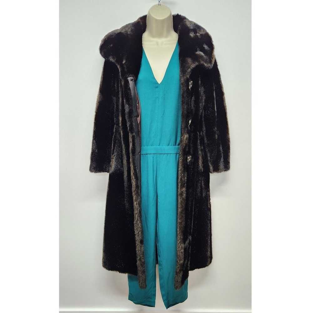 Vintage Y2K Faux Fur Long Coat Made In England Ti… - image 3