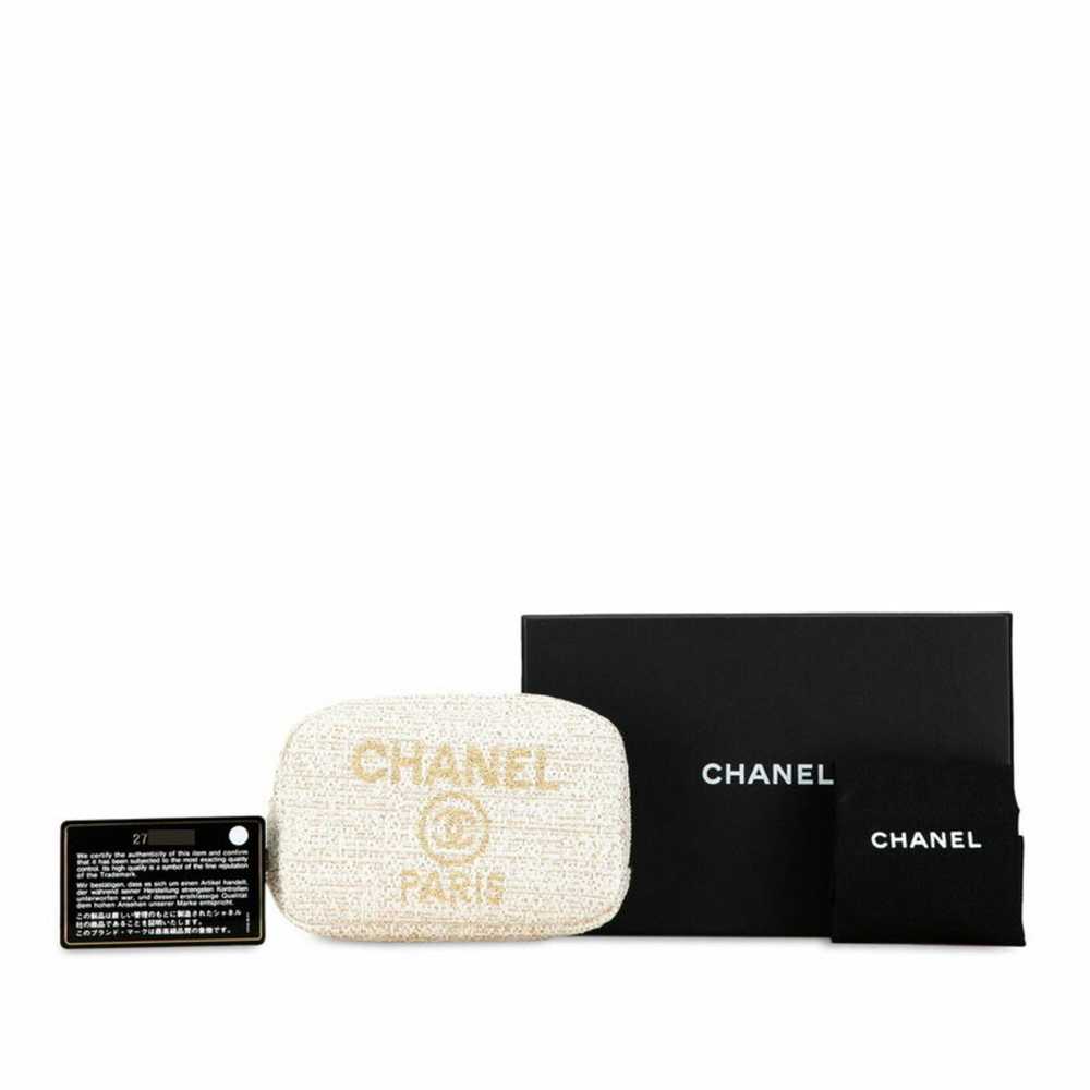 Chanel CHANEL Deauville Pouch White Gold Tweed Wo… - image 9