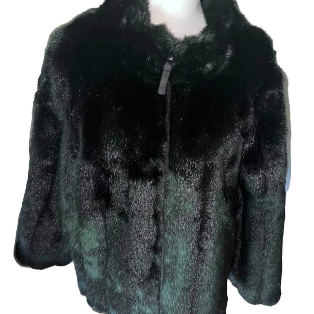 Kathy Ireland black faux fur jacket women’s XL co… - image 2