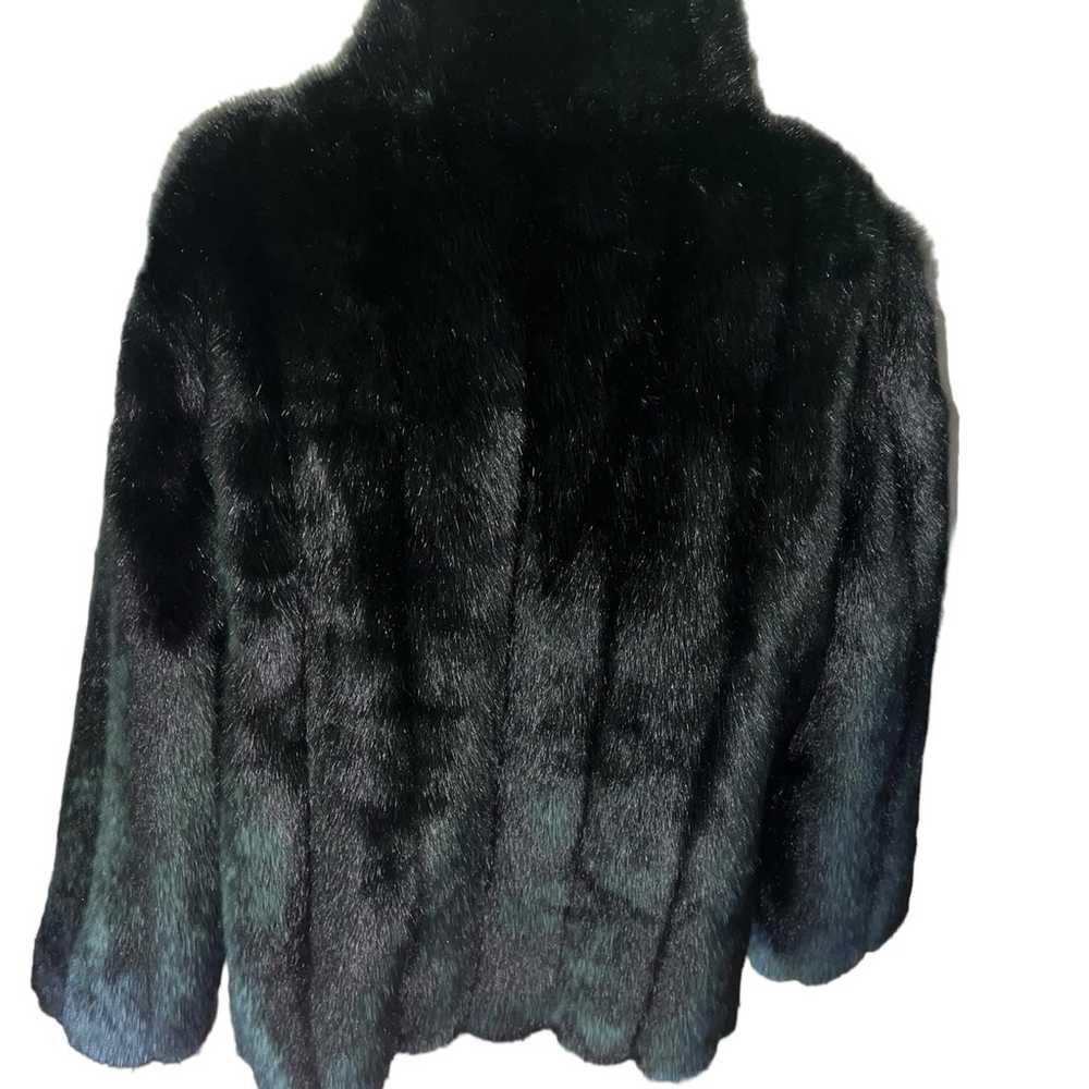 Kathy Ireland black faux fur jacket women’s XL co… - image 3