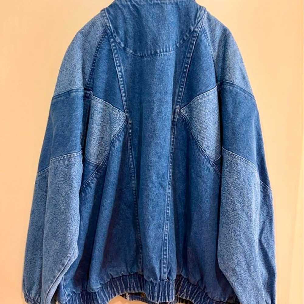 Vintage wide silhouette denim rider style blouson… - image 2