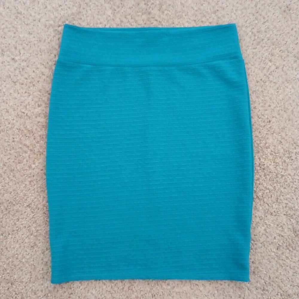 Vintage LuLaRoe Cassie Skirt 2XL Blue Striped Tex… - image 1