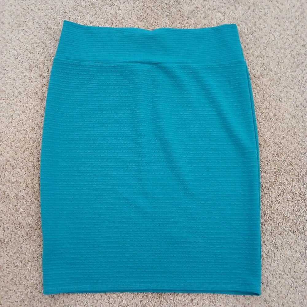 Vintage LuLaRoe Cassie Skirt 2XL Blue Striped Tex… - image 7