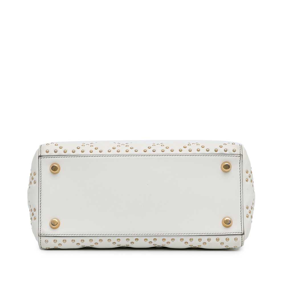 White Dior Medium Lambskin Cannage Studded Supple… - image 4