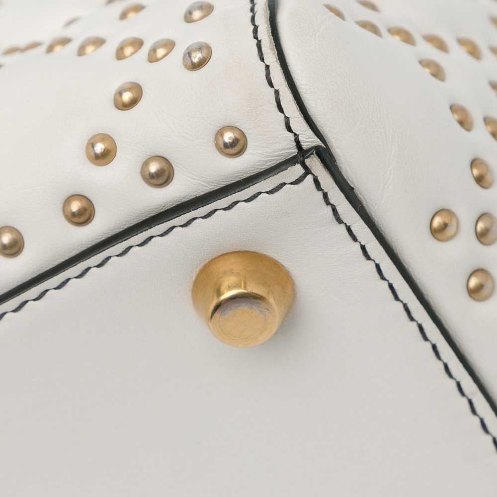 White Dior Medium Lambskin Cannage Studded Supple… - image 8