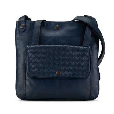 Blue Bottega Veneta Intrecciato Crossbody