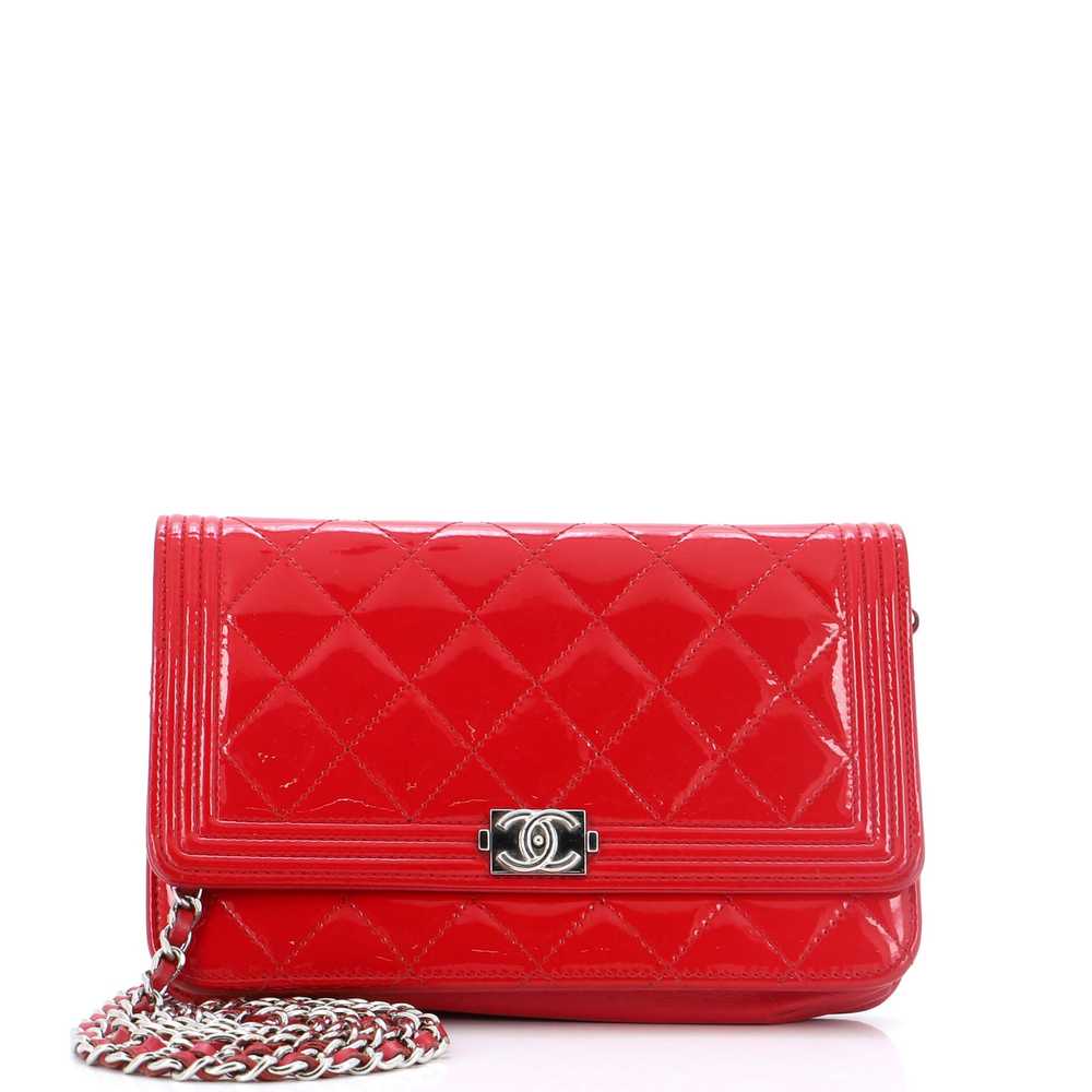 CHANEL Boy Wallet on Chain Quilted Patent - image 1