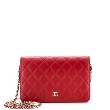 CHANEL Pearl Strap Wallet on Chain Quilted Lambski