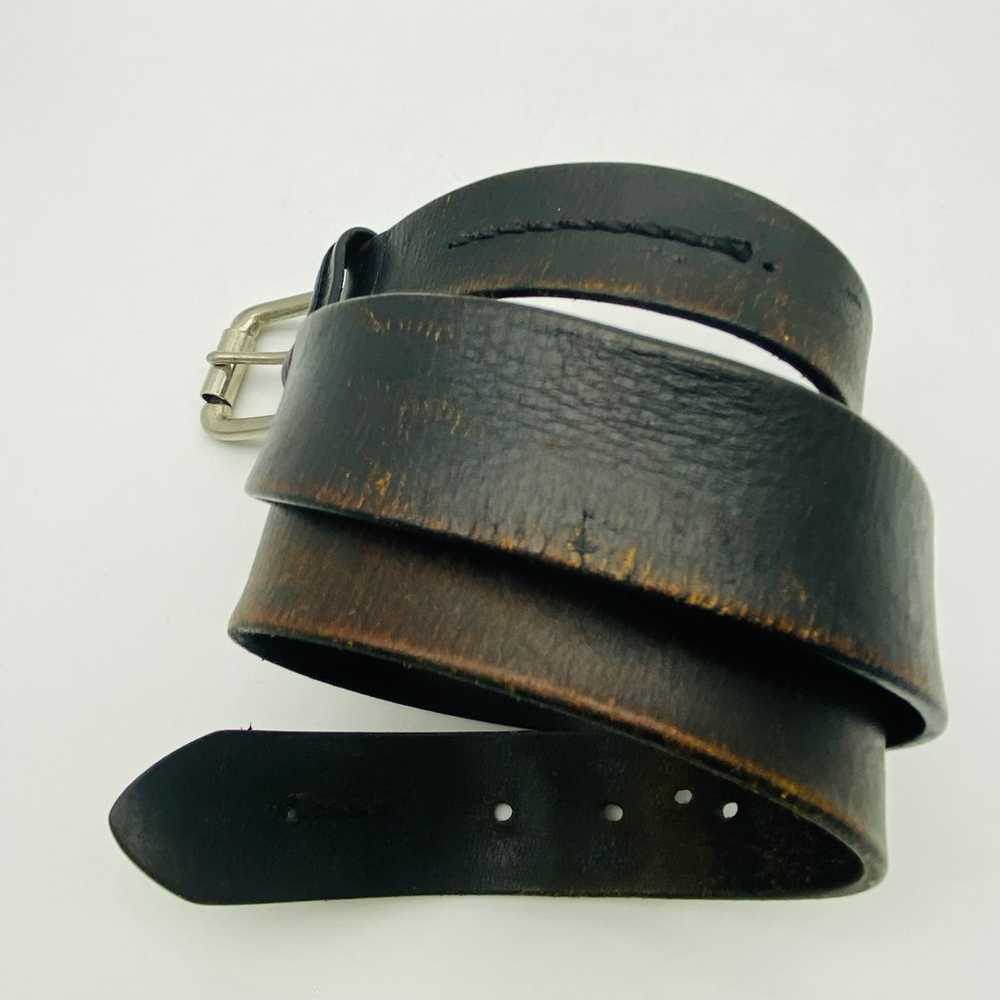 Vintage Distressed Aged Black Genuine Leather Men… - image 2