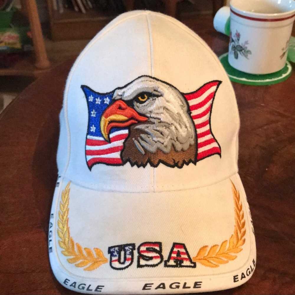 Vintage American eagle hat white - image 2