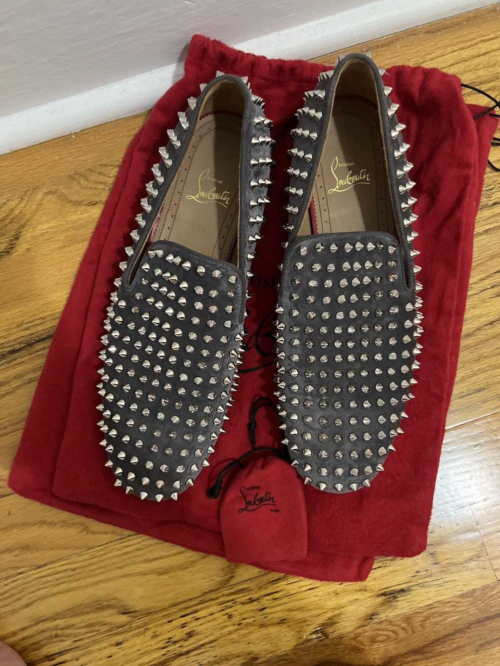 Christian Louboutin Grey Rollerboy Spiked Loafers - image 2