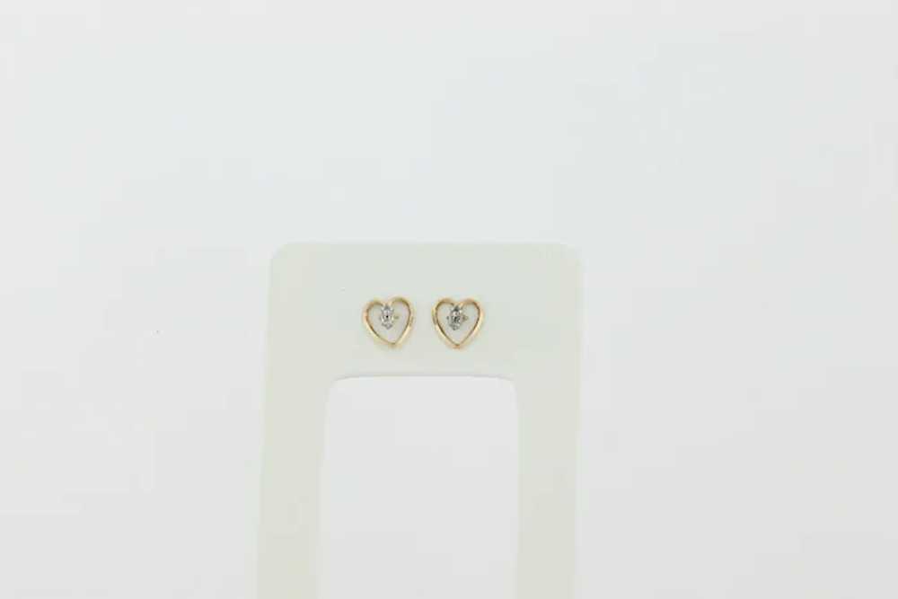 14k Yellow Gold Cubic Zirconia Heart Earrings Stu… - image 5