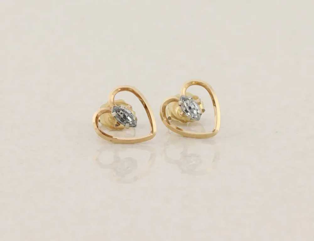 14k Yellow Gold Cubic Zirconia Heart Earrings Stu… - image 7