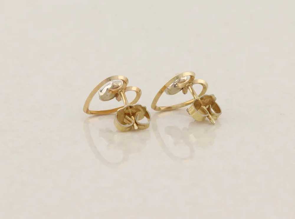 14k Yellow Gold Cubic Zirconia Heart Earrings Stu… - image 9