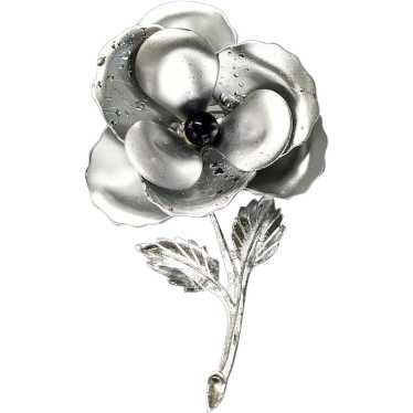 Celebrity NY Large Silver Flower Brooch