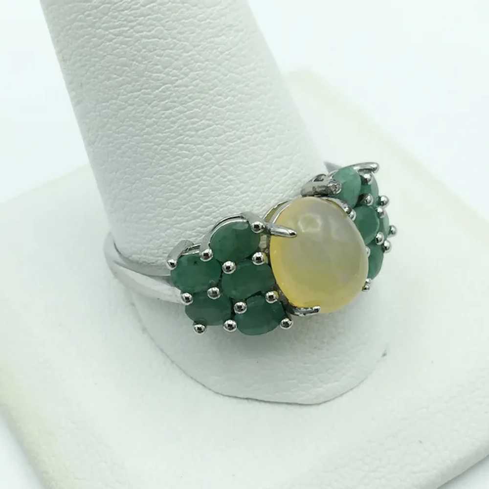 Sterling Silver Opal and Emerald Ring - image 4