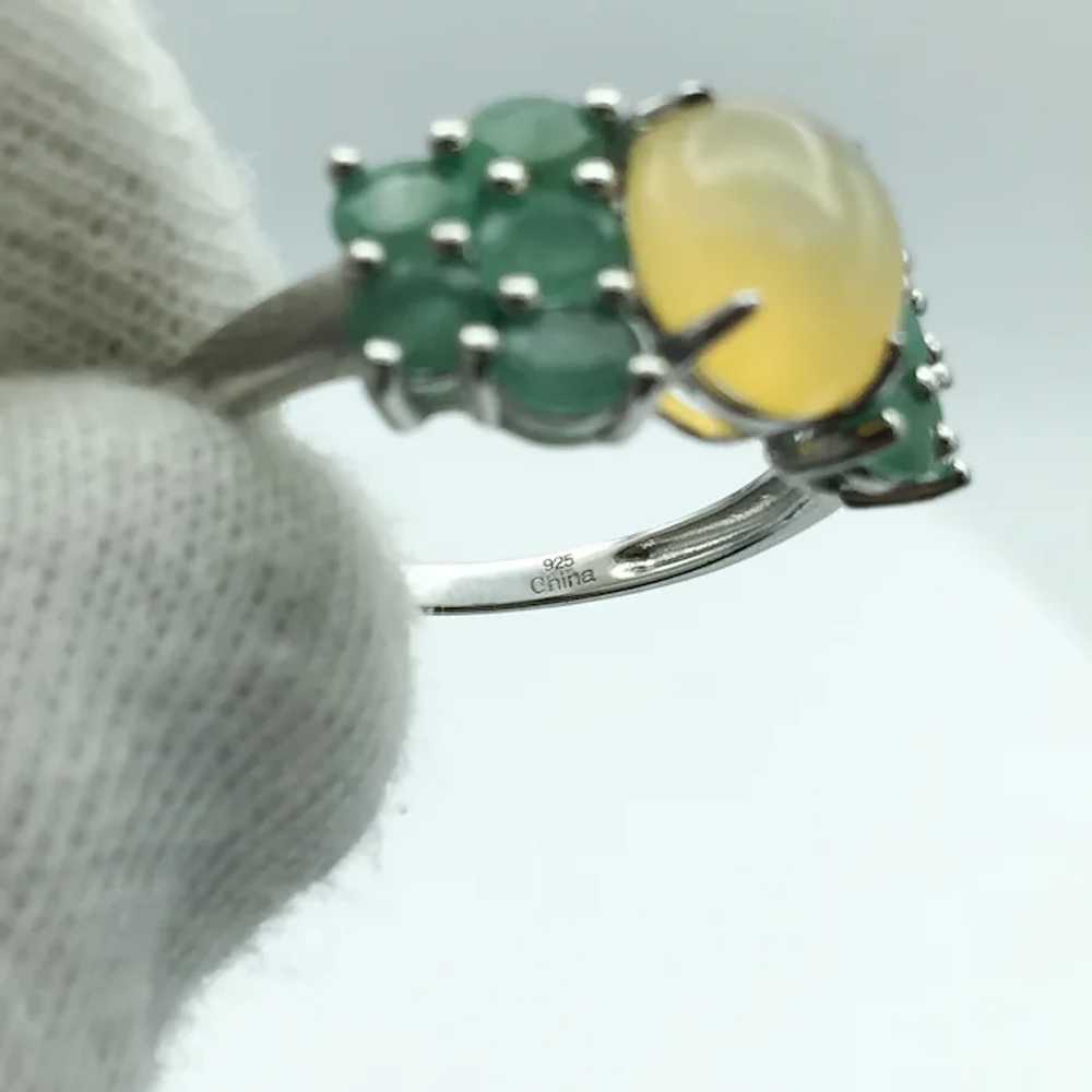 Sterling Silver Opal and Emerald Ring - image 5